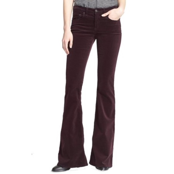 rag & bone Denim - Rag & Bone Purple velvet 10 inch crop flaired jean